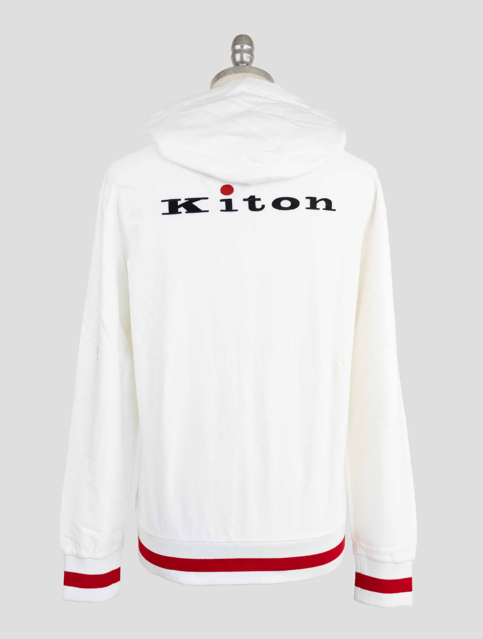 Белый хлопковый спортивный костюм Kiton — итальянский комплект для бега с капюшоном ручной работы