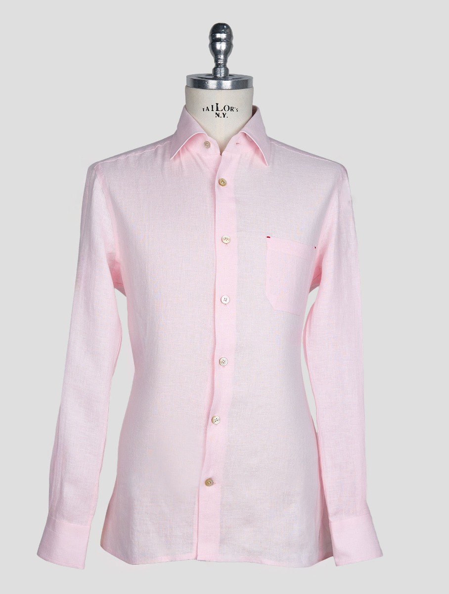 Розовая льняная рубашка Kiton